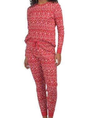 Poppy & Clay Organic Cotton  Holiday Christmas pajamas Red 2 piece